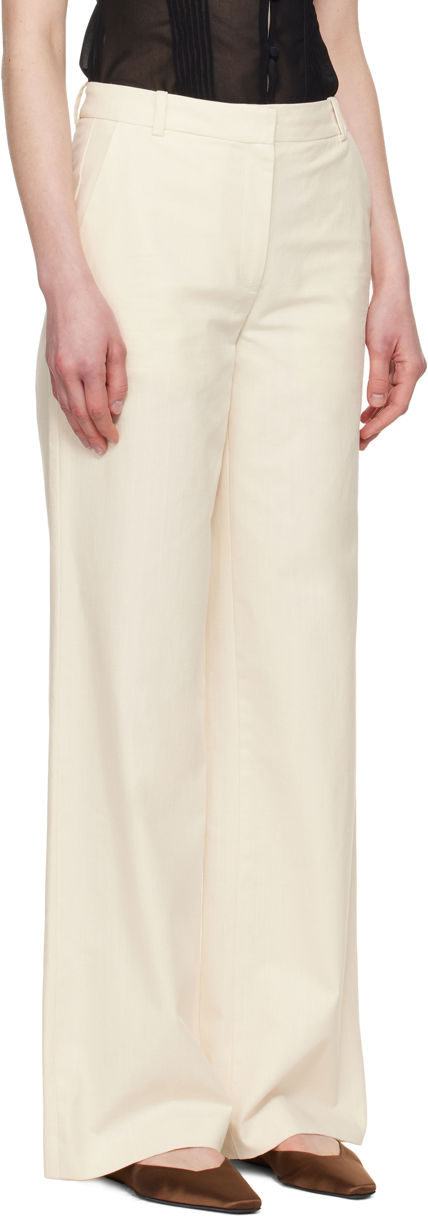 Hlače A.P.C. A.P.C. Margaret Wide-Leg Trousers Bež | COHFU-F08476, 1