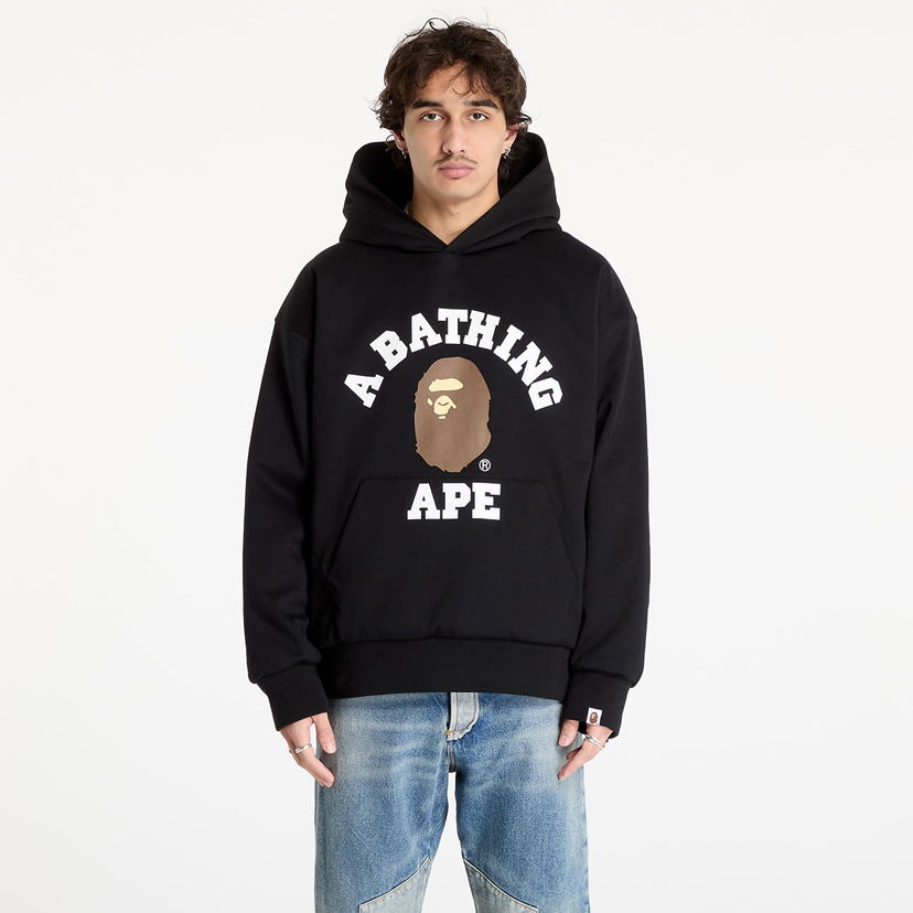 Pulover BAPE College Puffy Relaxed Fit Pullover Hoodie Črna | 001PPK801012M BLK
