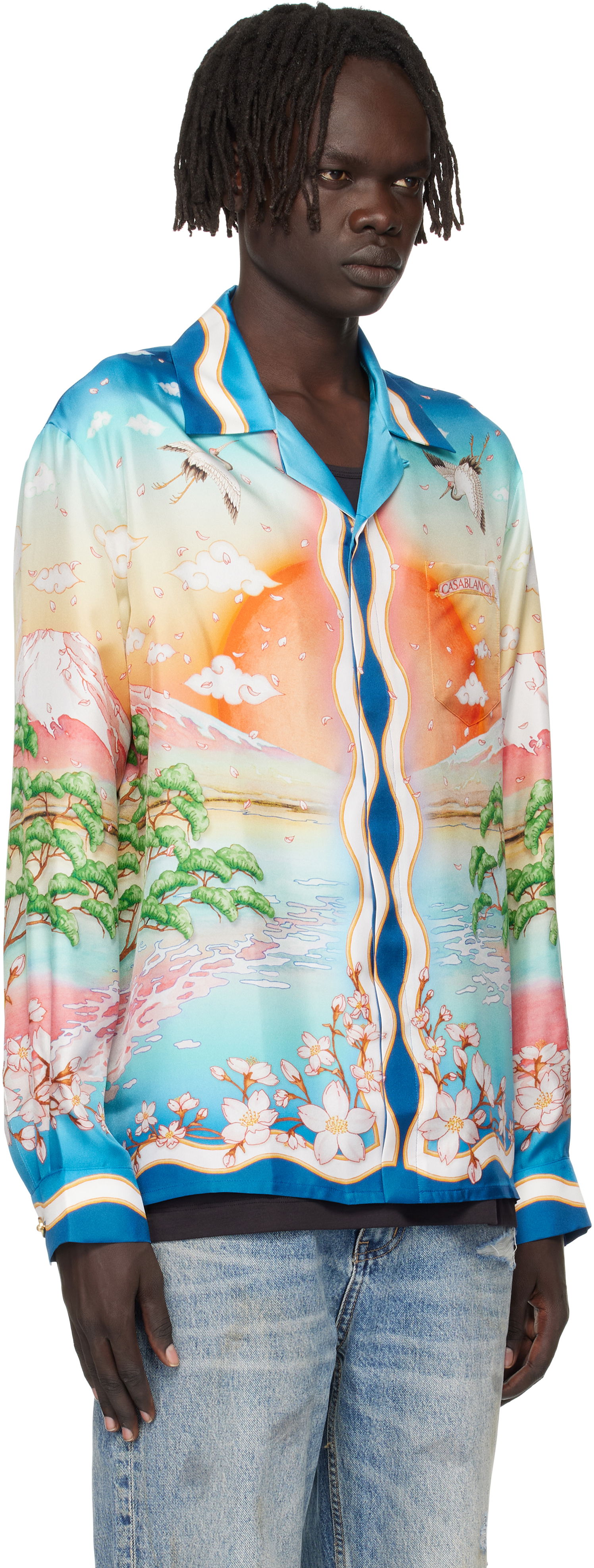 Srajce Casablanca Casablanca 'Tennis Club' Silk Print Long Sleeve Shirt Večbarvna | U-MPF25-SH-006-01, 1
