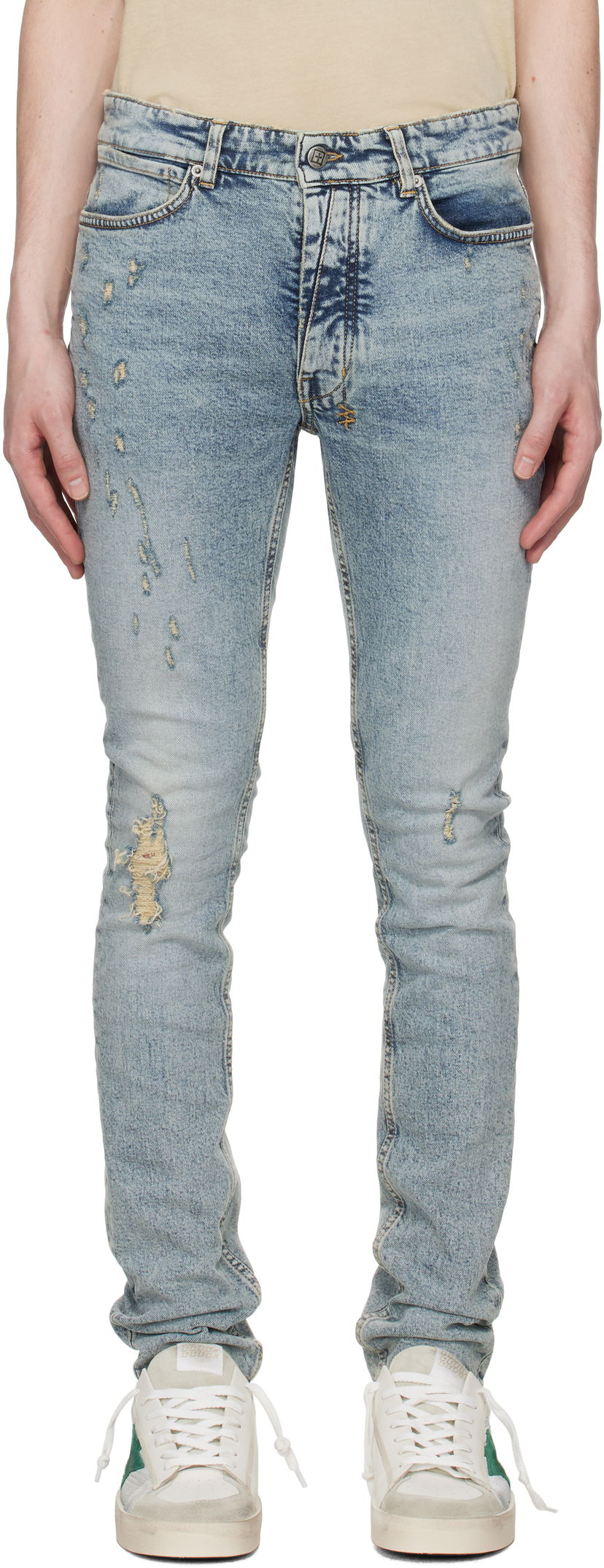 Kavbojke Ksubi Ksubi Van Winkle Distressed Slim Jeans Modra | MSP25DJ017