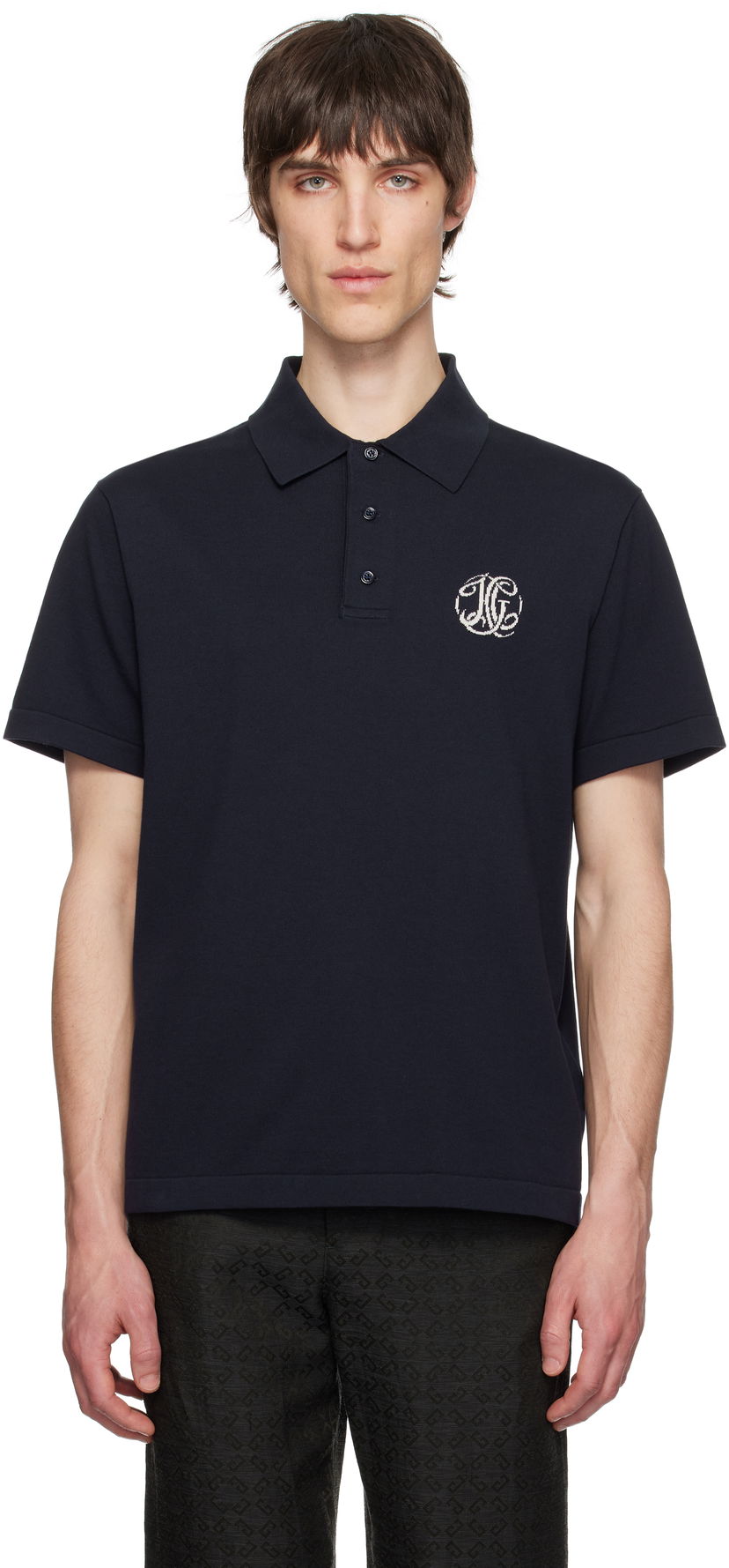 Polo majica Givenchy Givenchy Knit Jacquard Polo Mornarica | BM71N14YM5401
