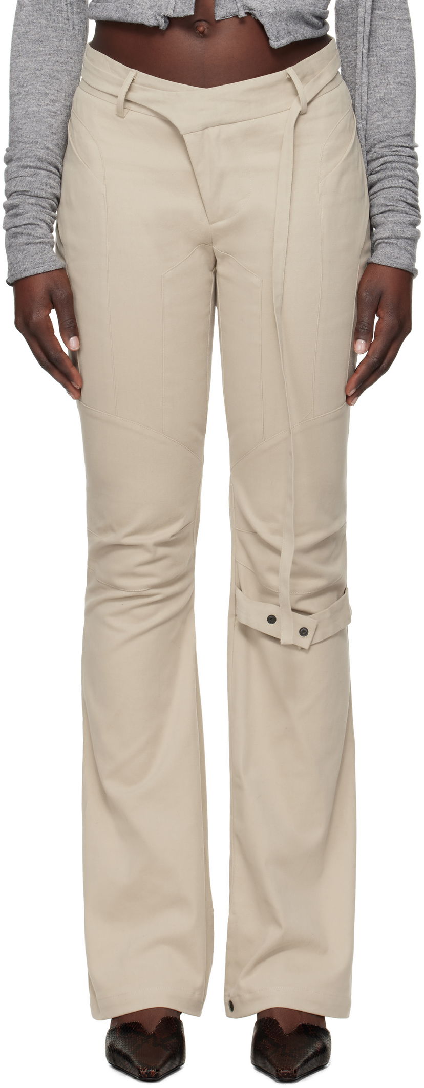 Hlače Ottolinger Ottolinger Deconstructed Flared Chino Trousers Bež | 2209080101