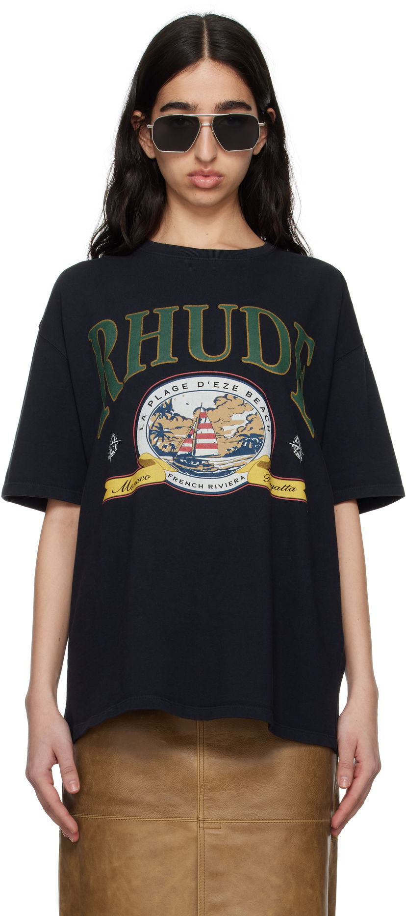 Majica Rhude Rhude Monaco Regatta Graphic T-Shirt Črna | RHSS25TT13012