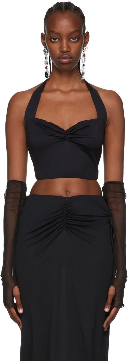 Majica brez rokavov Anna Sui Exclusive Ana Black Halter Neck Tank Top Črna | 522C20