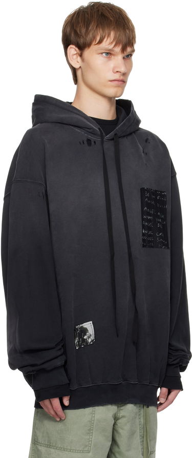 Pulover Ann Demeulemeester Ann Demeulemeester Ollie High-Comfort Hoodie with Printed Patches Črna | B0013214-FA639-098, 1