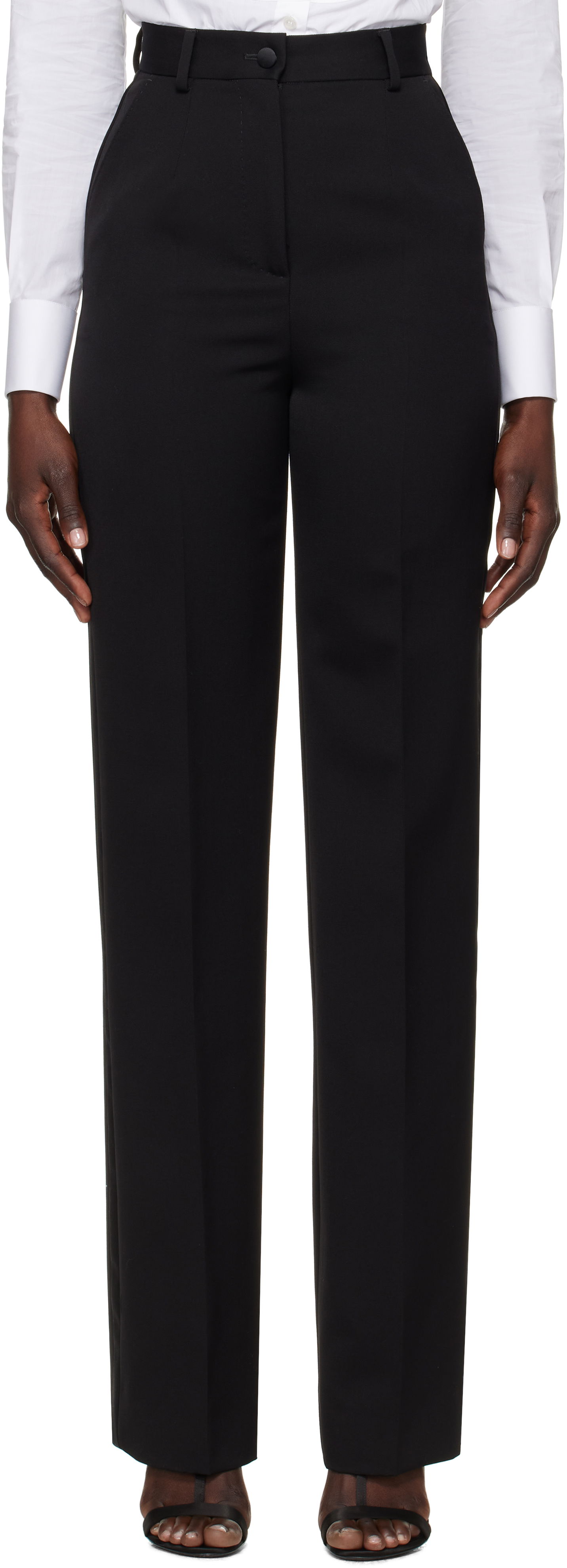 Hlače Dolce & Gabbana Dolce&Gabbana Wool Tuxedo Trousers Črna | FTC8ZT FU21E, 0