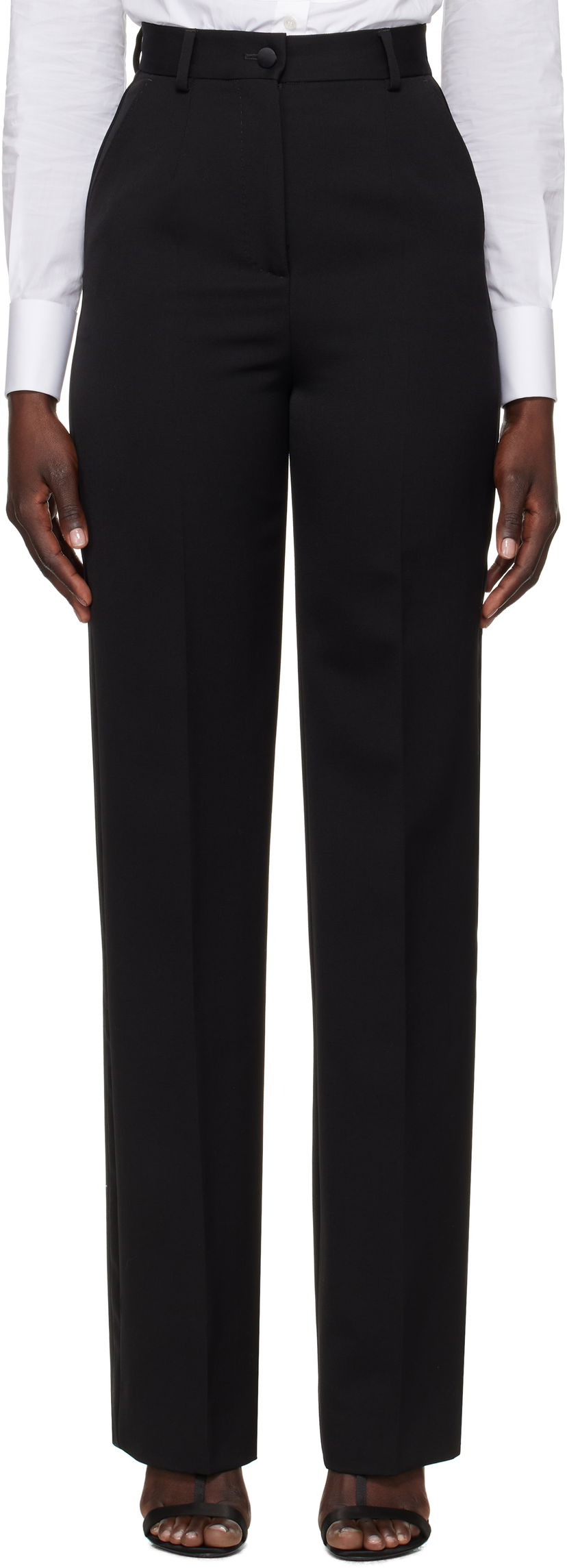 Hlače Dolce & Gabbana Dolce&Gabbana Wool Tuxedo Trousers Črna | FTC8ZT FU21E
