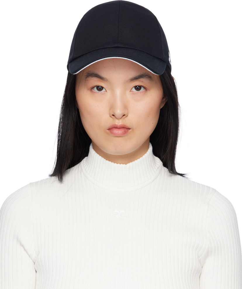 Kapa Courrèges Courrèges Signature 'AC' Cotton Cap Črna | 125ACT039CO0024