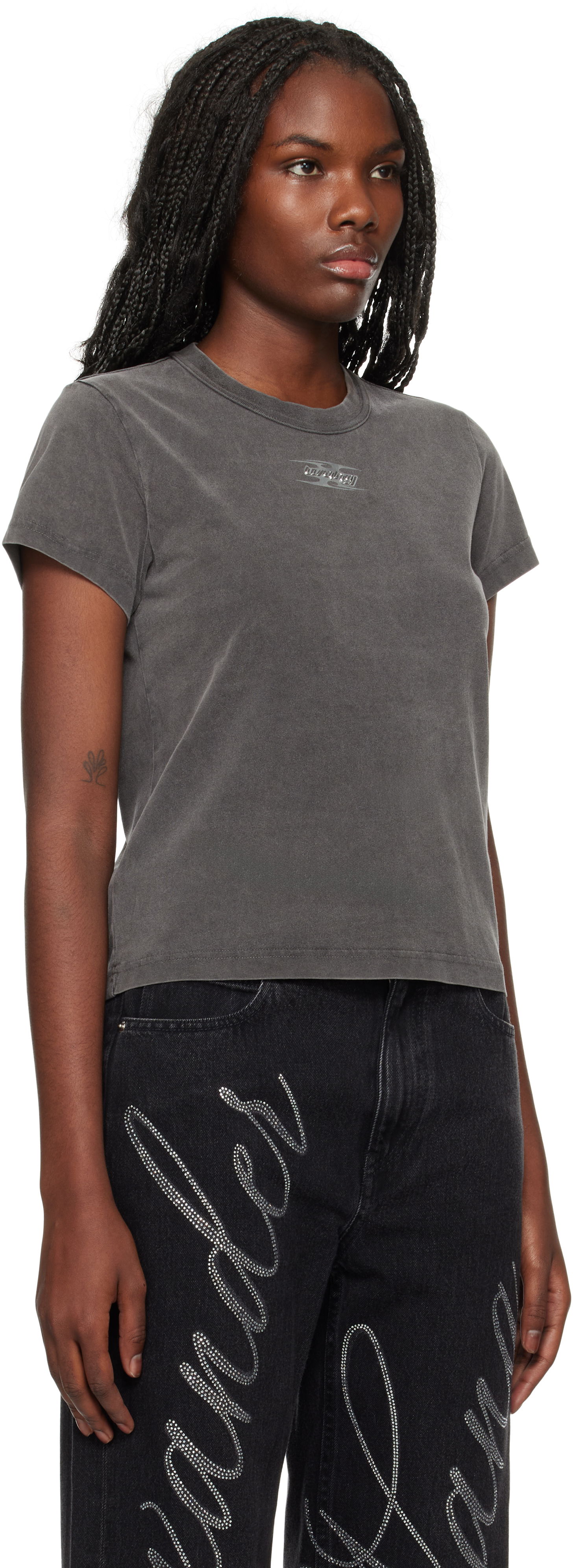 Majica Alexander Wang Blade Logo Embossed T-Shirt Siva | 4CC4241514, 1
