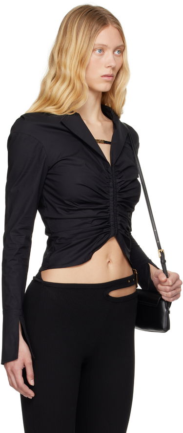 Srajce Versace Versace Jeans Couture Ruched Blouse with Logo Črna | E78HAL203_EN0431, 1