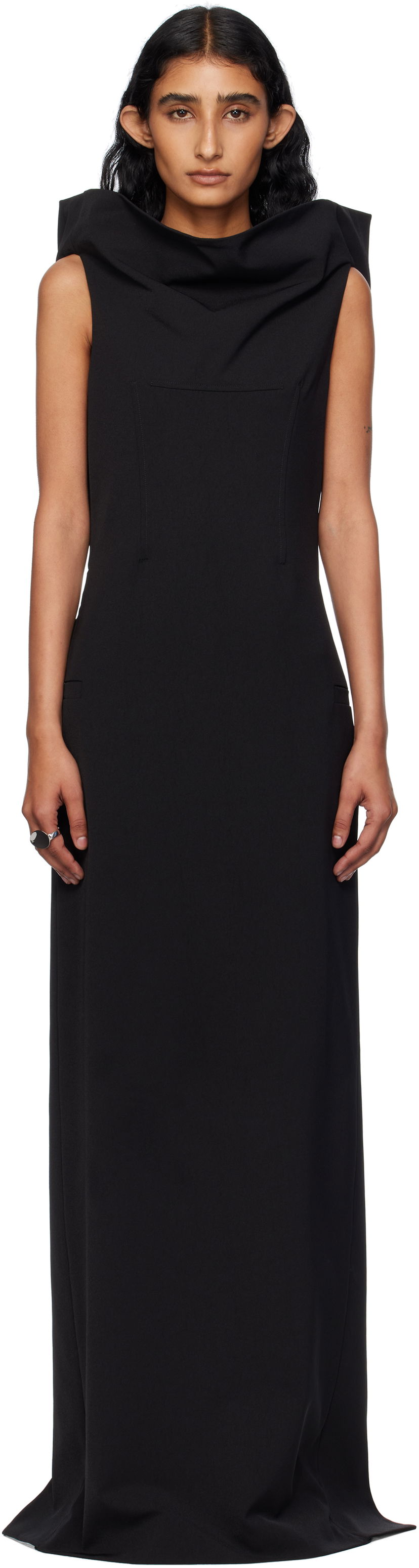 Obleke Jean Paul Gaultier Jean Paul Gaultier Cowl Neck Maxi Dress Črna | 25/03-W-DR045-W002-00