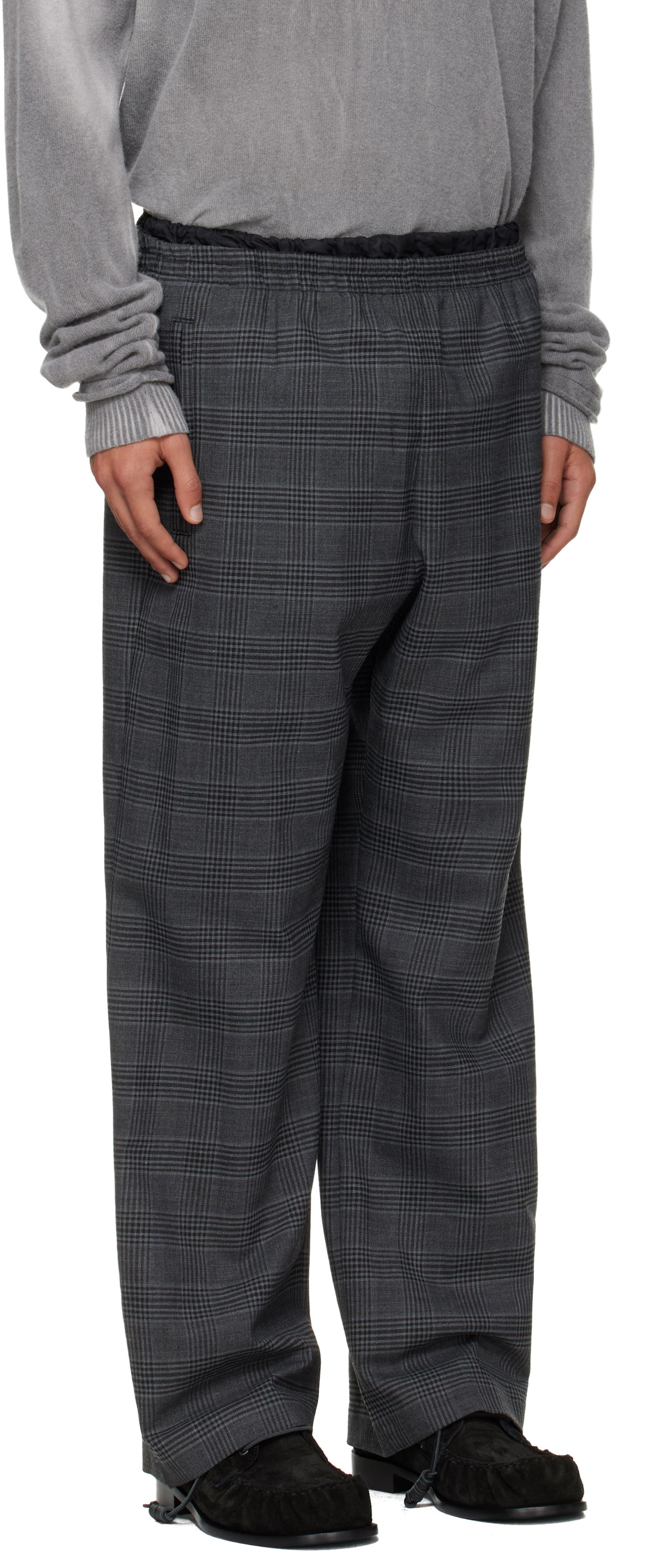 Hlače Diesel P-Tilson Plaid Wide-Leg Trousers with Elasticated Waist Siva | A18485-0DEBS-9XXA, 1