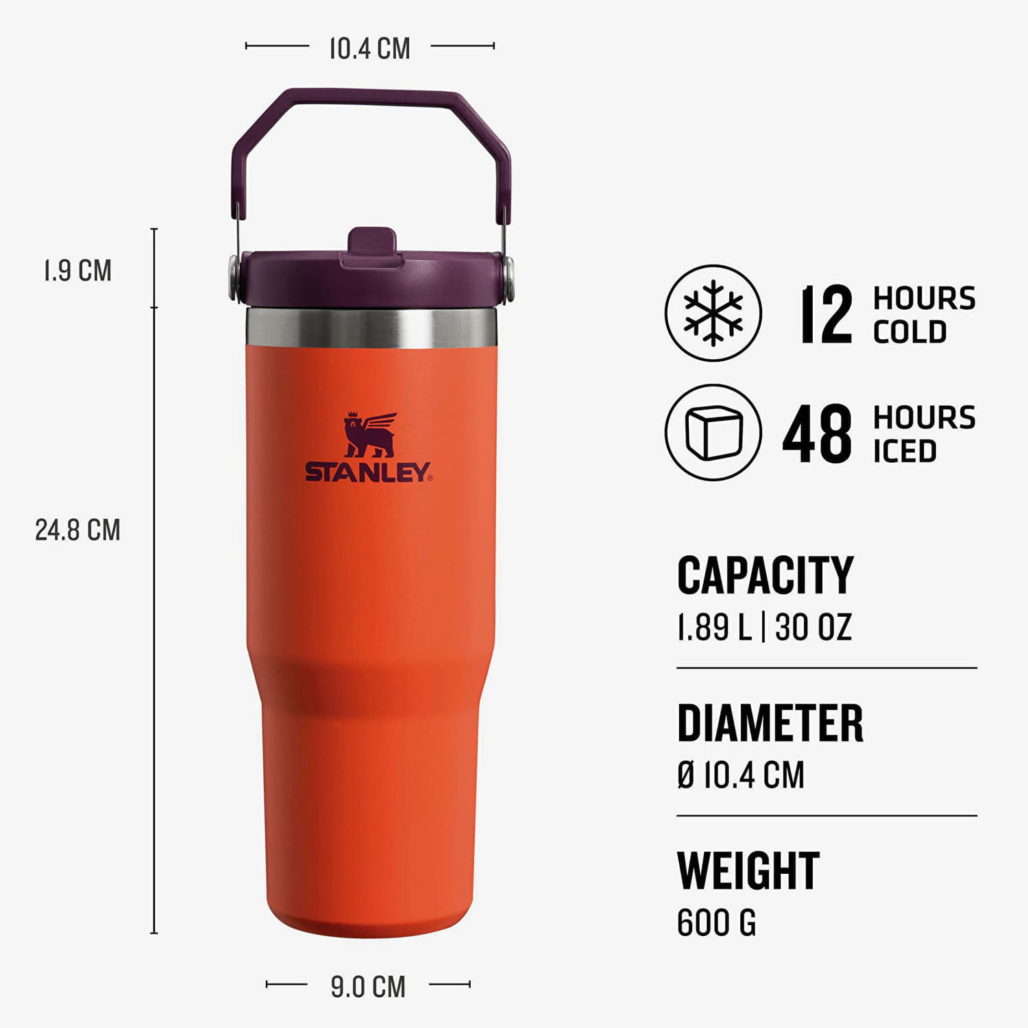 Steklenica za pitje Stanley IceFlow Flip Straw Tumbler 890ml Oranžna | 10-09993-314, 1