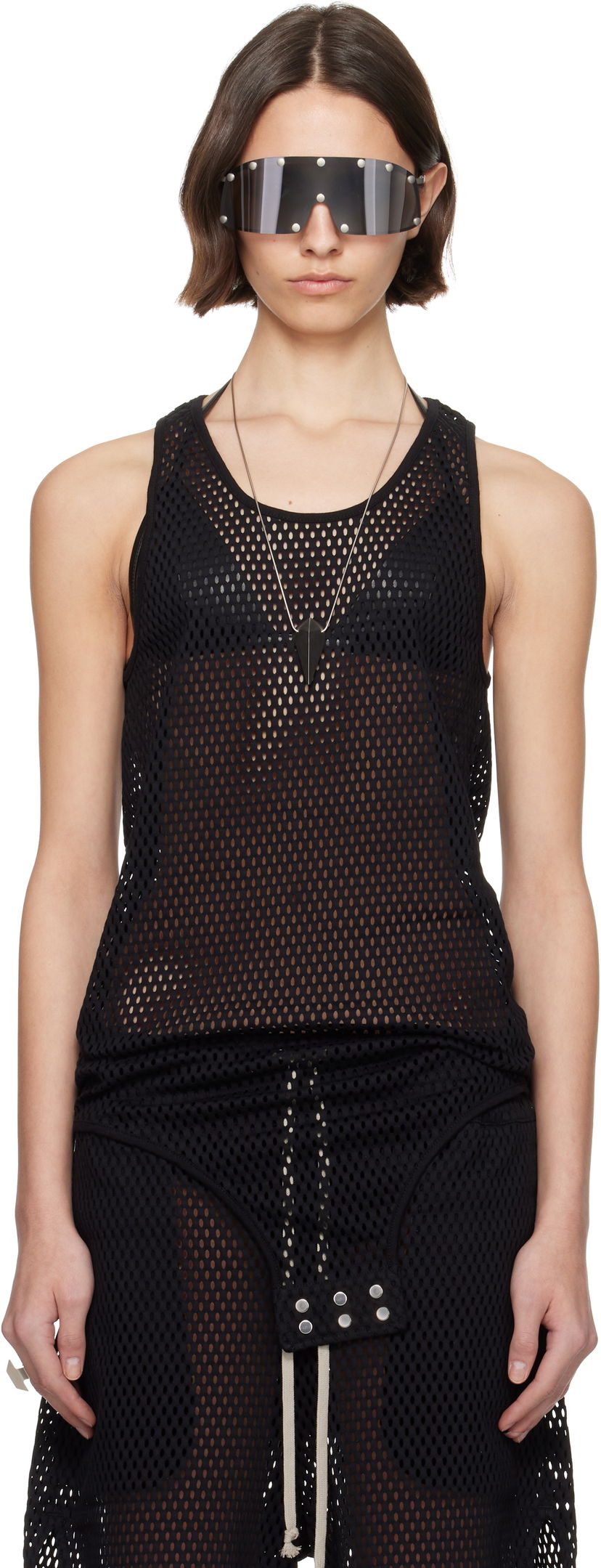 Majica brez rokavov Rick Owens Rick Owens Champion Edition Basketball Mesh Tank Top Črna | CW01E1680 CHONET