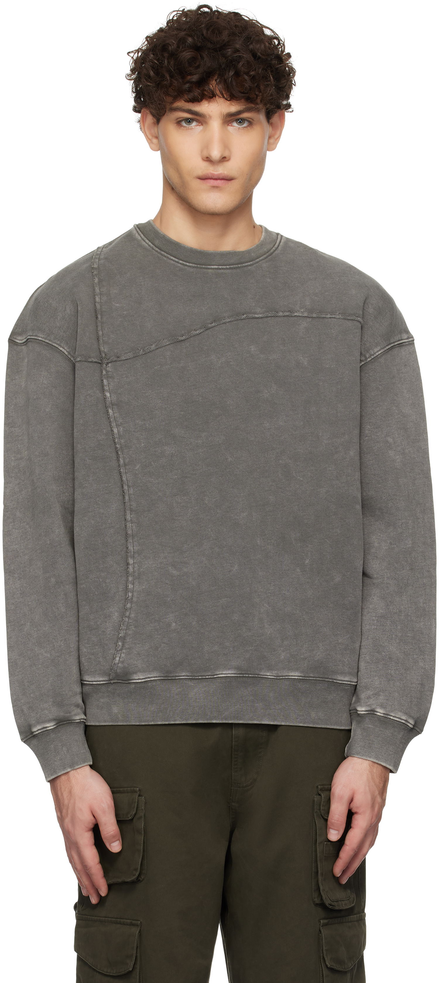 Pulover Dime Reverse Stitch Crewneck Sweatshirt Siva | DIMEHO2471CHA, 0
