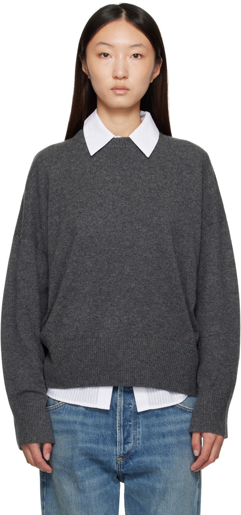 Pleteni pulover Loulou de Saison Loulou de Saison Anaa Knit Sweater Siva | ANAA LDS