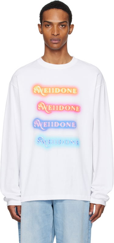 Majica We11done We11done Neon Logo Long Sleeve Tee Bela | WD-TT2-25-754-U-WH, 0