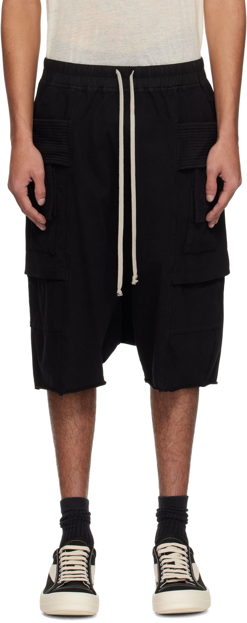 Kratke hlače Rick Owens Rick Owens DRKSHDW Hollywood Creatch Drawstring Cargo Shorts Črna | DU01E3382 RIG