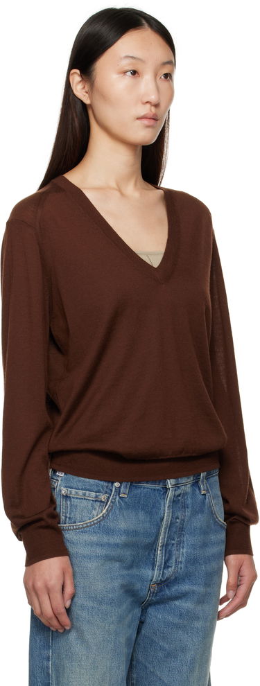 Pleteni pulover Loulou de Saison Loulou de Saison Julio Cashmere V-Neck Sweater Siva | JULIO, 4