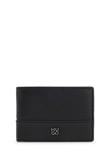 Denarnica BOSS HUGO Leather Wallet with Stacked Logo Črna | 50548763