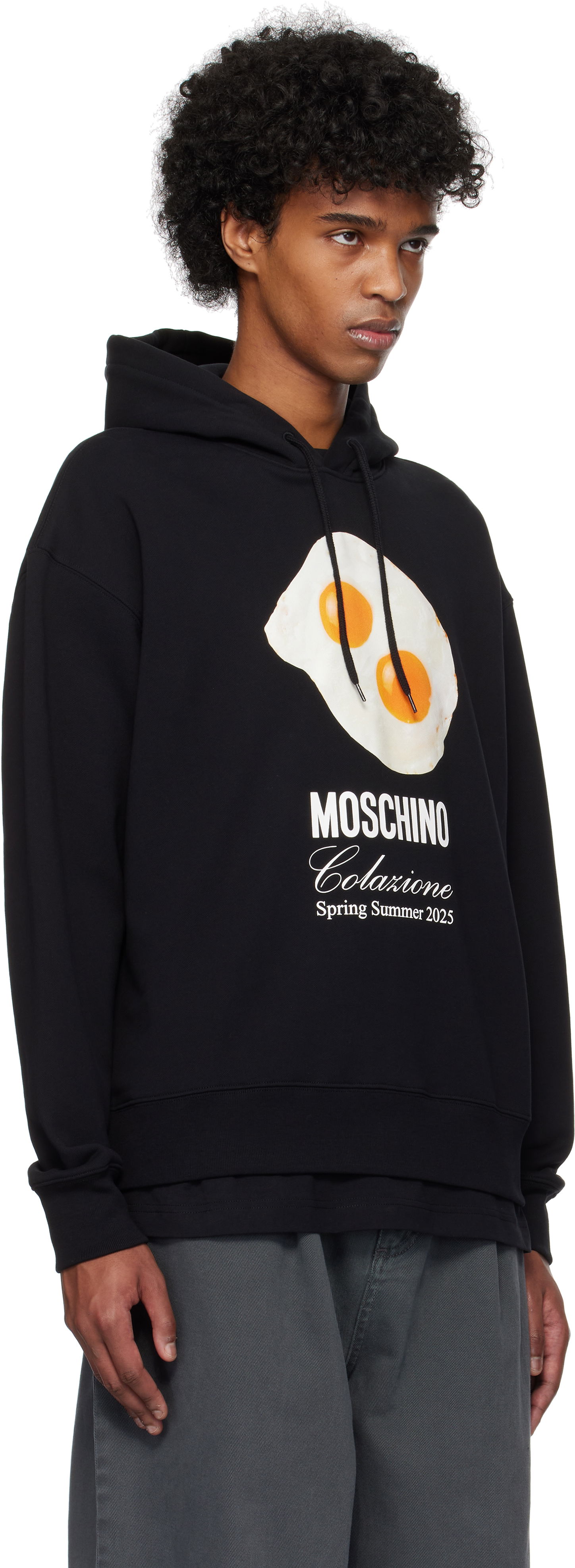 Pulover Moschino Eggs Print Hoodie Črna | 251ZZA170802281555, 1