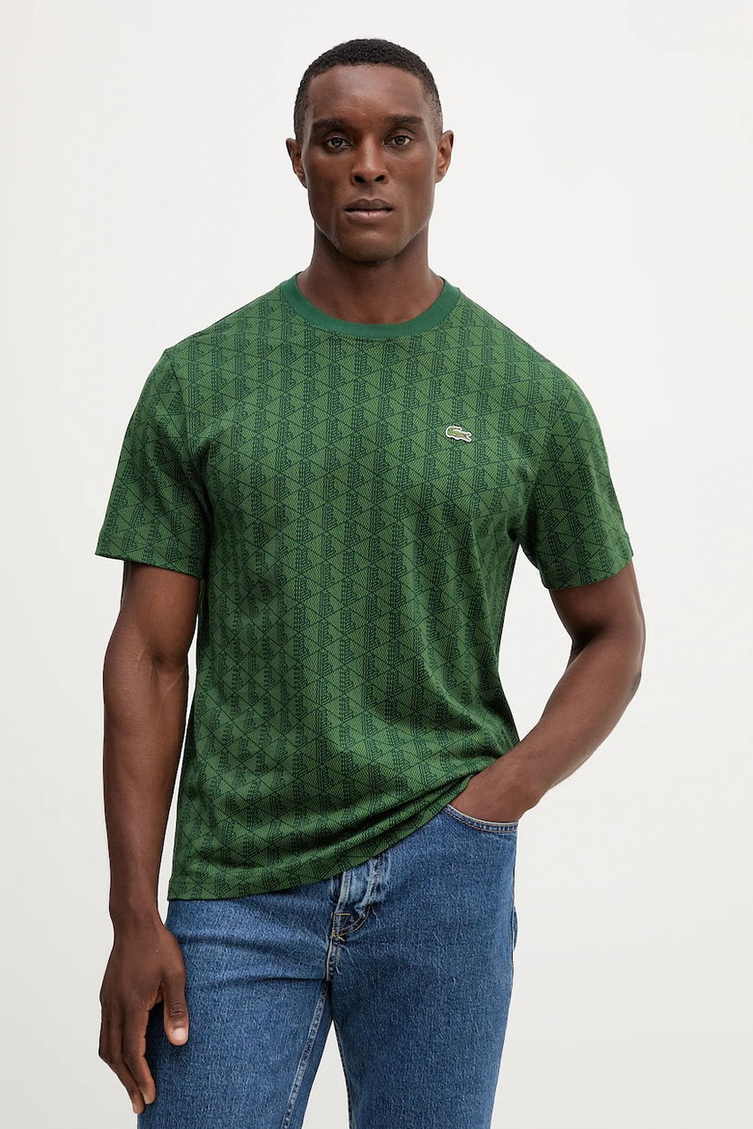 Majica Lacoste Monogram Pattern Crew Neck T-Shirt Zelena | TH5902