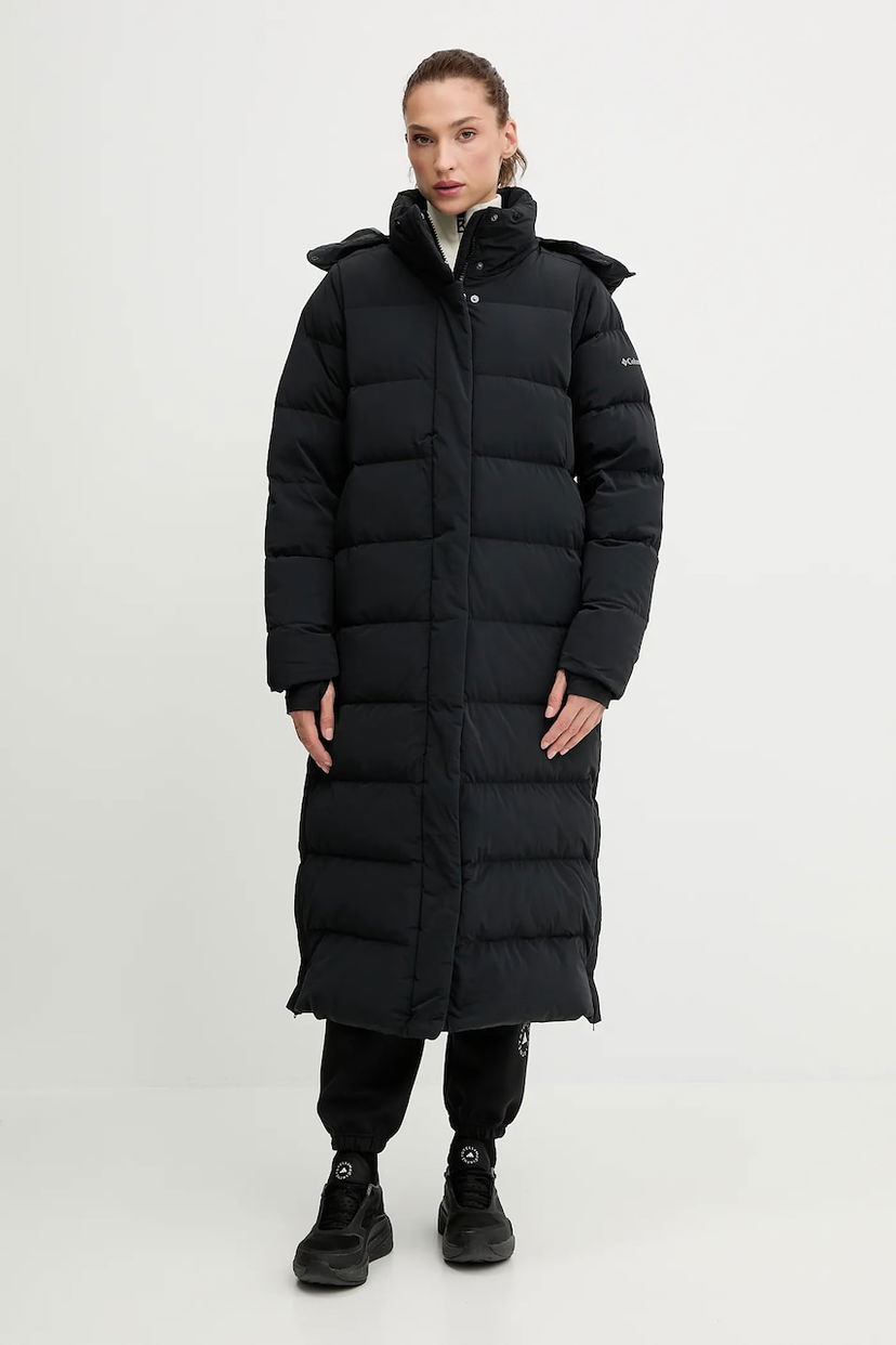 Puhovka Columbia Amaze Puff Long Hooded Puffer Coat Črna | 2134894
