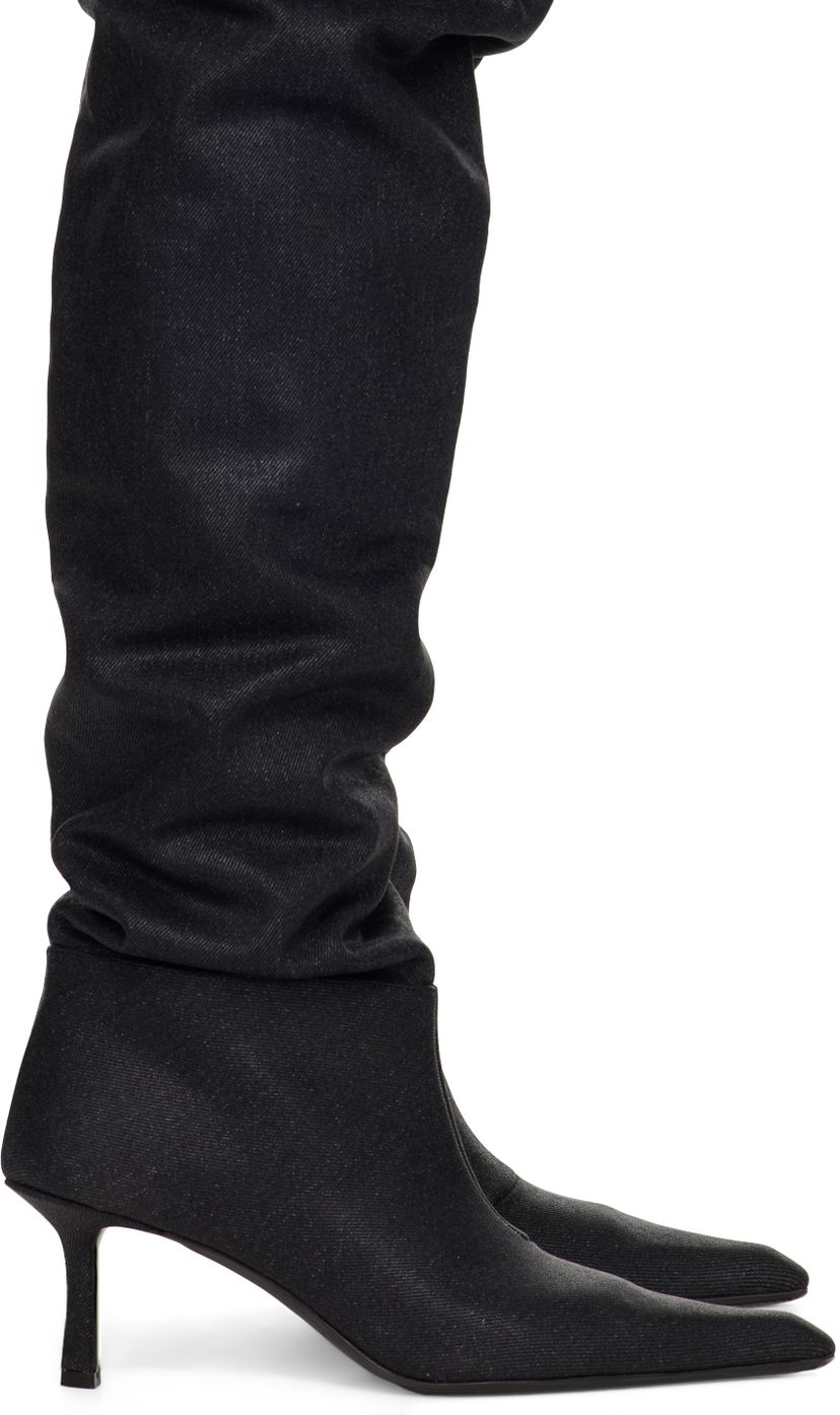 Superge in čevlji Alexander Wang Alexander Wang Viola Denim Slouch Kitten Heel Boots Črna | 30223B025