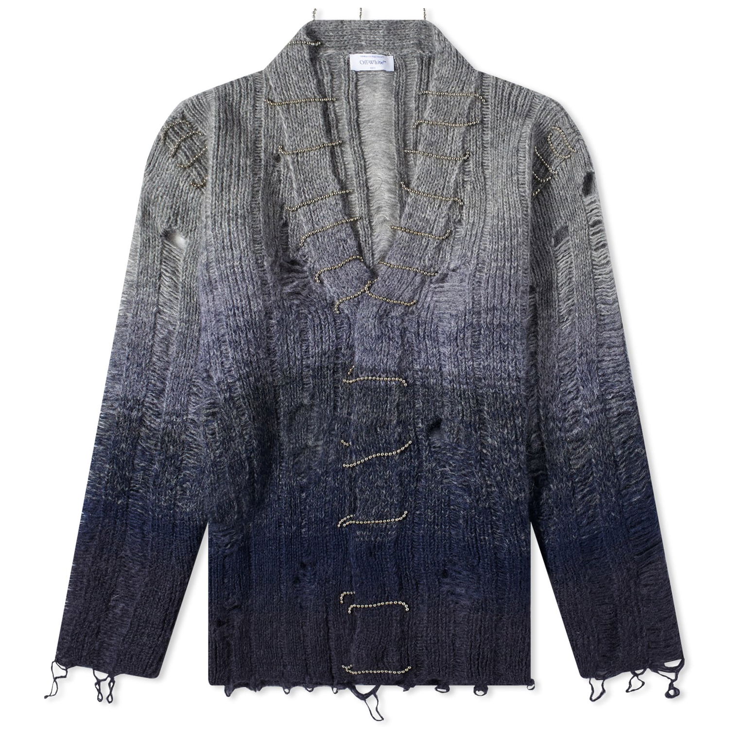 Pleteni pulover Off-White Degrade Cardigan Mornarica | OMHB024F23KNI0024300, 0