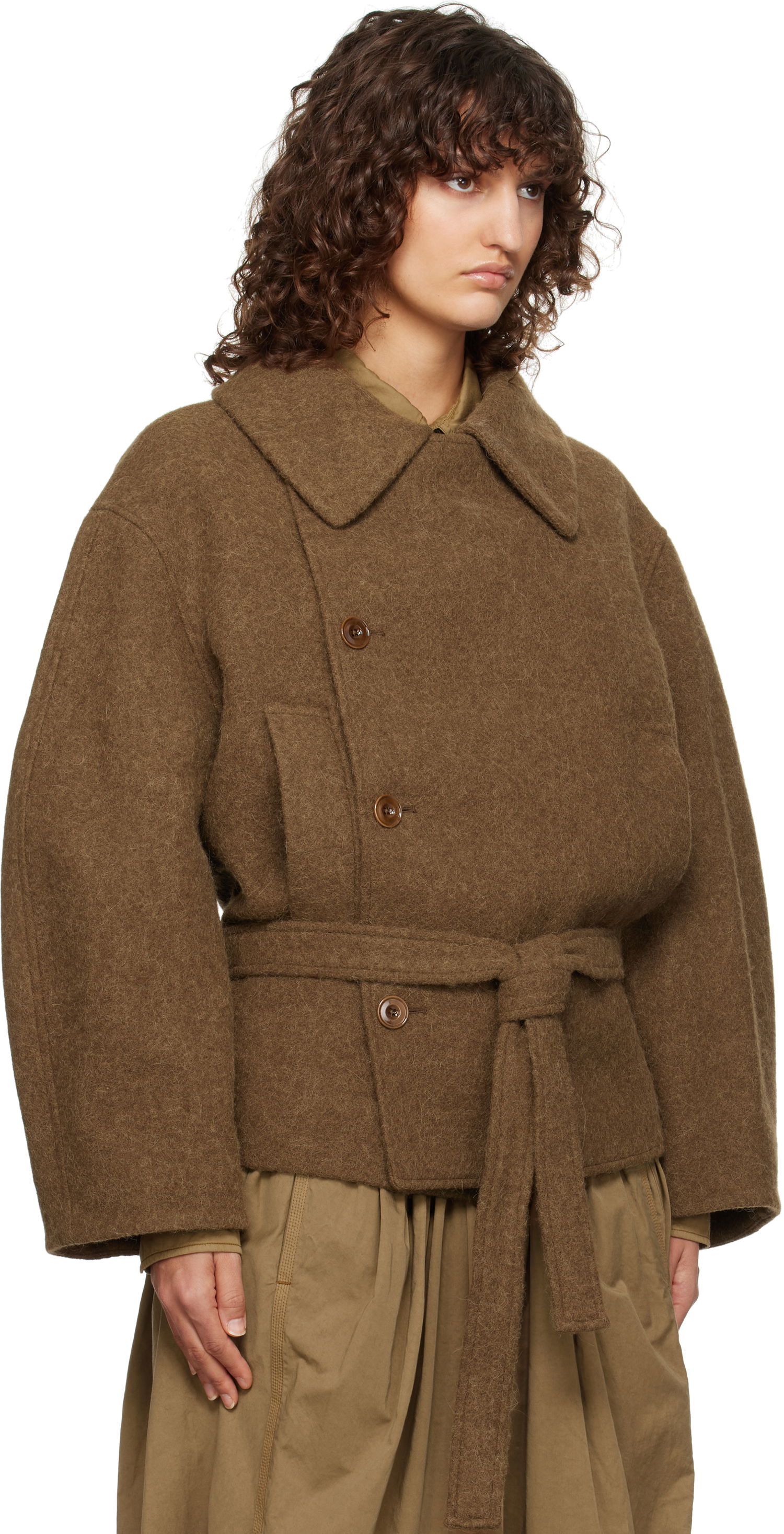 Plašči LEMAIRE Lemaire Short Asymmetrical Bathrobe Jacket Rjava | CO1083 LF504, 1