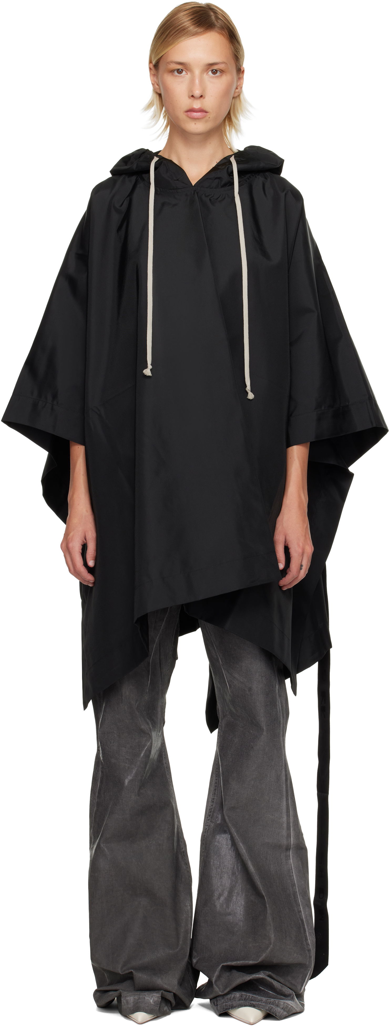 Pulover Rick Owens DRKSHDW Concordians Poncho Hoodie Črna | DS02E7245 NCV, 0