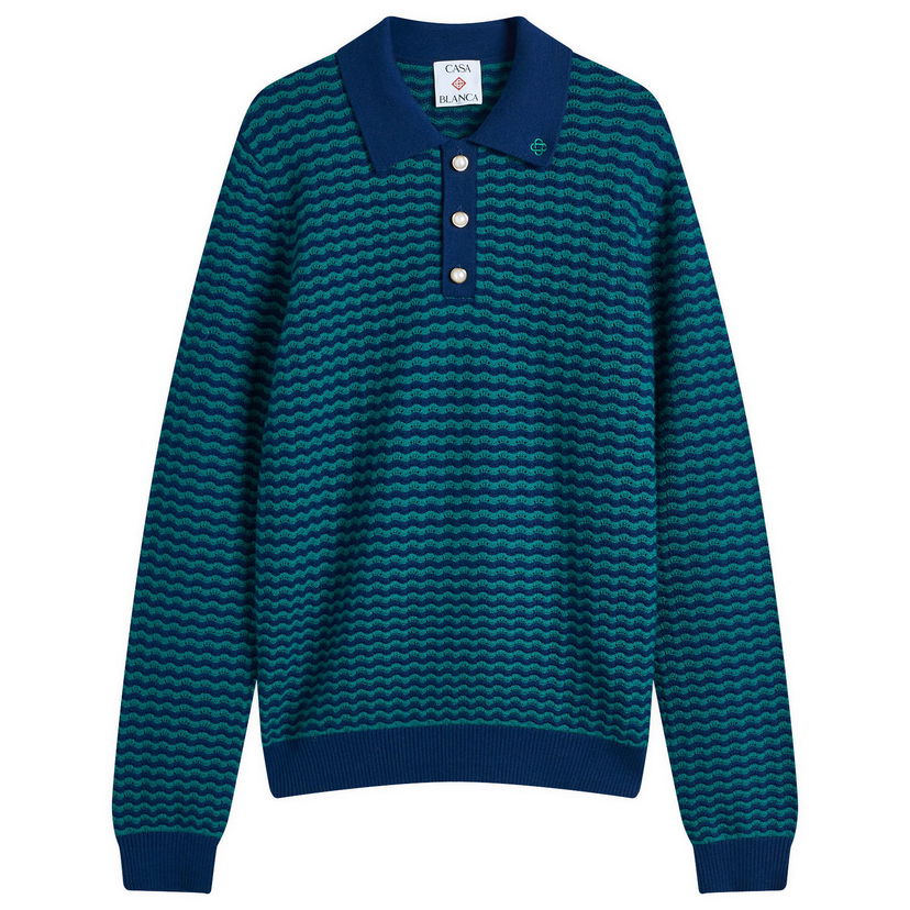 Polo majica Casablanca Mini Wave Polo Shirt Modra | MPS25-KW-862-01