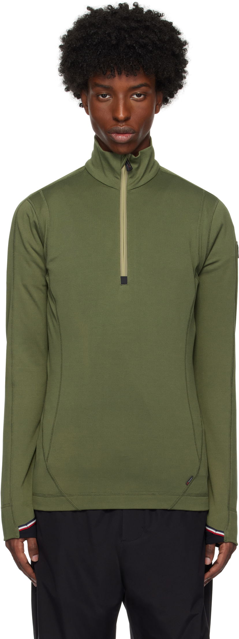 Pleteni pulover Moncler Half Zip Performance Top Zelena | J20978G00028899JO