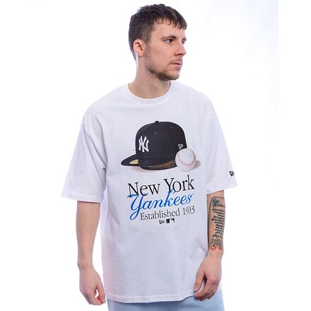 Majica New Era New Era MLB NY Yankees Script Graphic Tee Bela | 60596279, 0