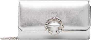 Denarnica Jimmy Choo Jimmy Choo Wallet on a Chain with Crystal Buckle Kovinski | WALLET W/CHAIN, 0