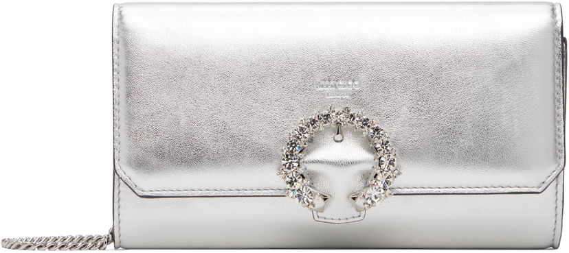 Denarnica Jimmy Choo Jimmy Choo Wallet on a Chain with Crystal Buckle Kovinski | WALLET W/CHAIN