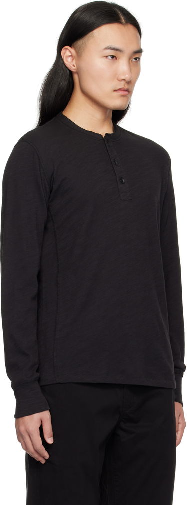 Majica rag & bone Flame Long Sleeve Henley Črna | M000T676G, 4
