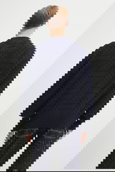 Pleteni pulover KENZO Kenzo Gots Kenzo Weave Patterned V-Neck Cardigan Mornarica | FF55CA7073CB, 2