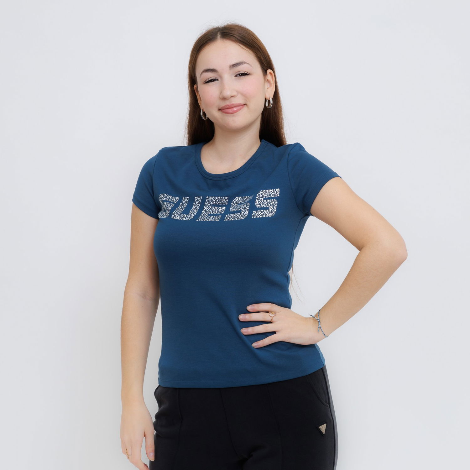 Majica GUESS Guess Kiara Short Sleeve T-Shirt Modra | V4BI16KCIV1-G7HG, 0