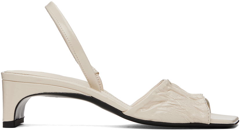 Superge in čevlji TOTEME The Gathered Scoop Heeled Sandals Bela | 241-WAS1000-LE0046
