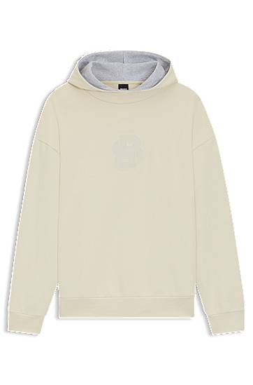 Pulover BOSS Peached-cotton hoodie with Double B monogram Bež | 50549105