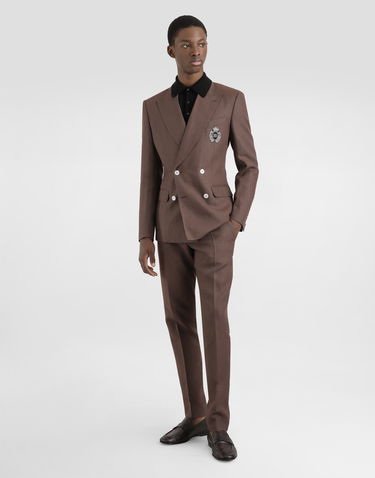 Jakna Dolce & Gabbana Dolce & Gabbana Double-breasted Linen Jacket with Patch Rjava | G2TJ2ZFU4LFM0696, 1