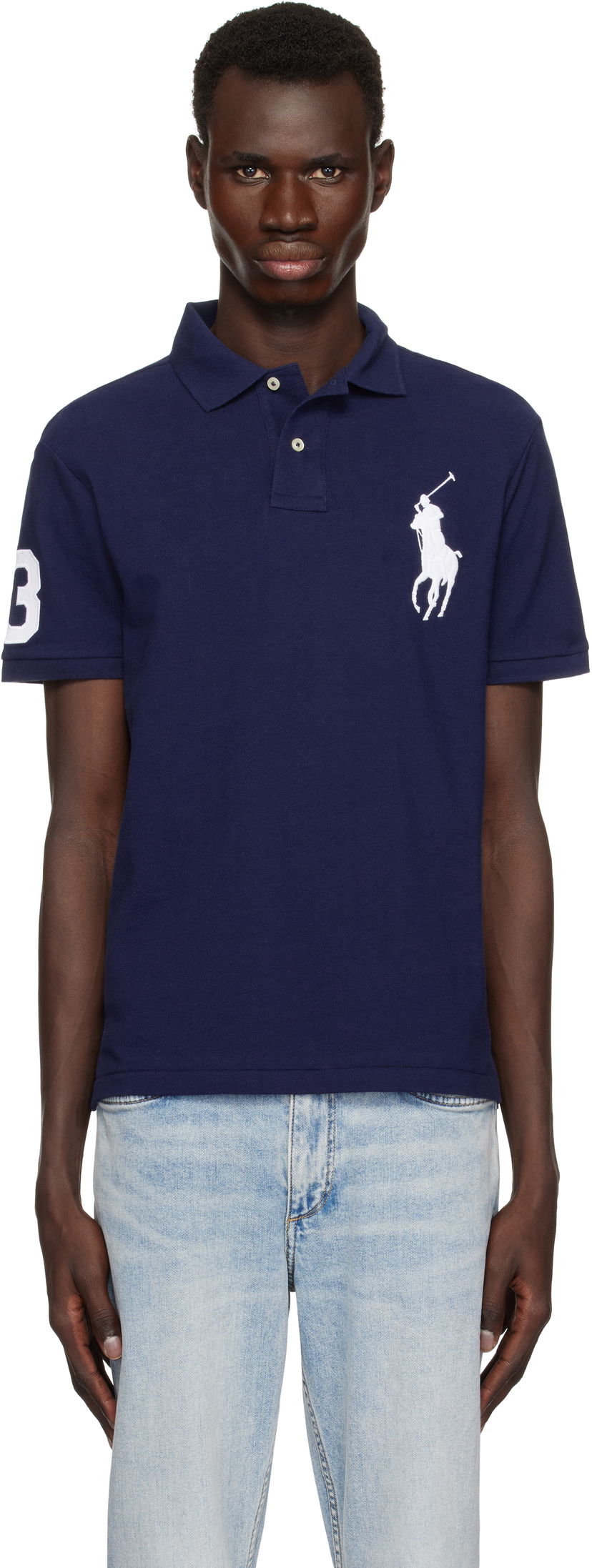 Polo majica Polo by Ralph Lauren Ralph Lauren Custom Slim Fit Big Pony Mesh Polo Mornarica | 710688969004