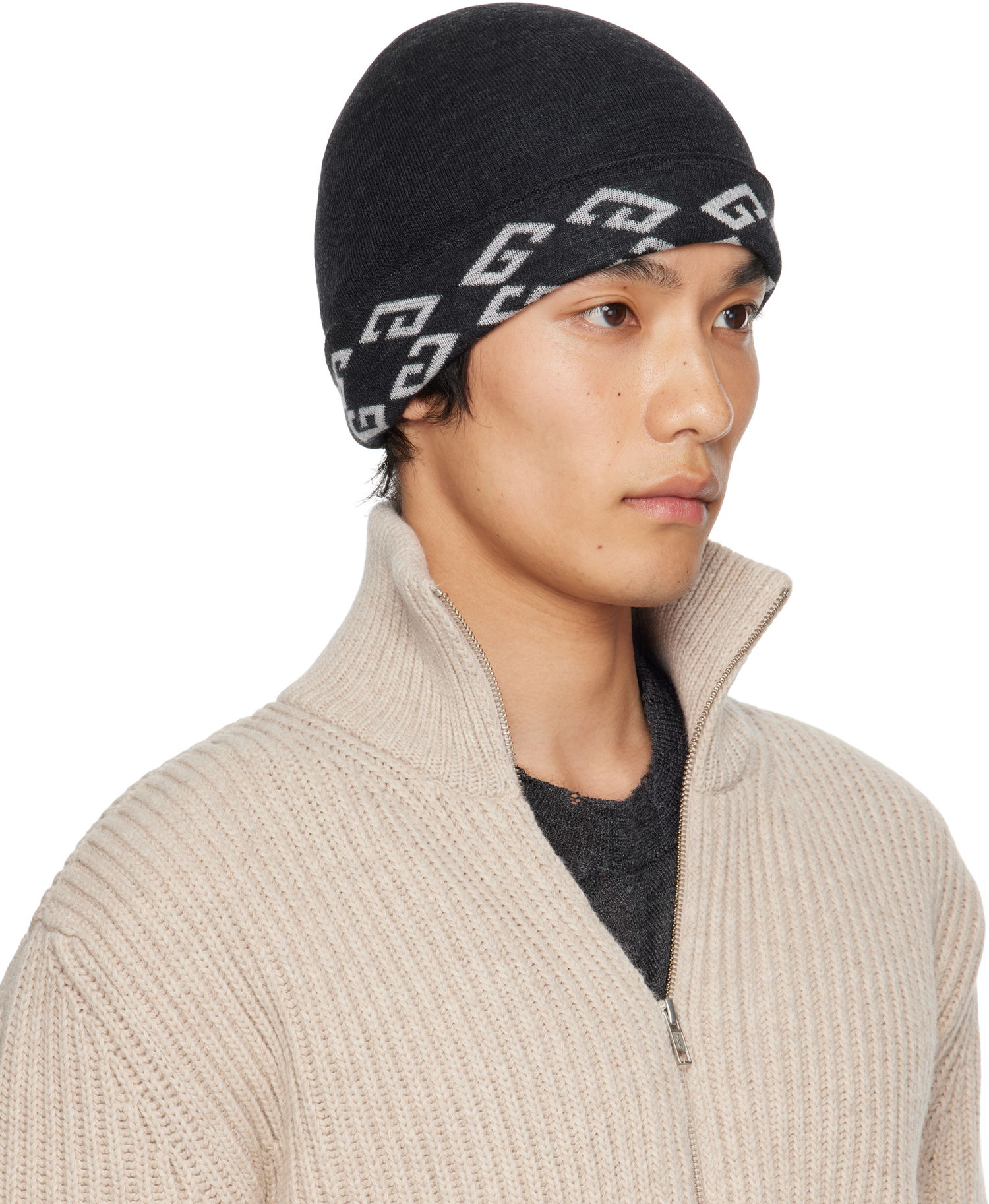 Beanie Givenchy Givenchy 1972 Monogram Reversible Beanie Črna | 710003975001-U7930, 1
