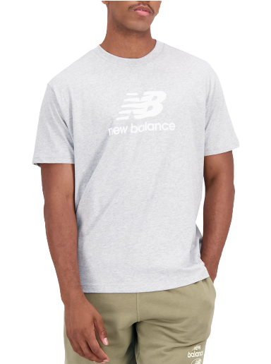 Majica New Balance Essentials Stacked Logo T-shirt Siva | mt31541-ag