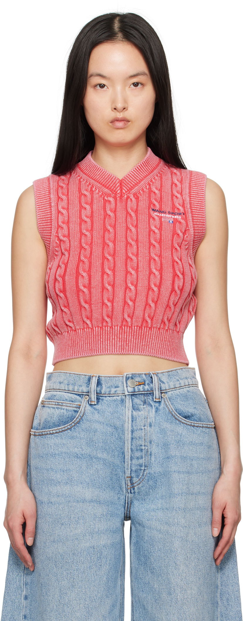 Pleteni pulover Alexander Wang Alexander Wang.t Organic Cotton Cable Knit Vest Rdeča | 4KC2251045