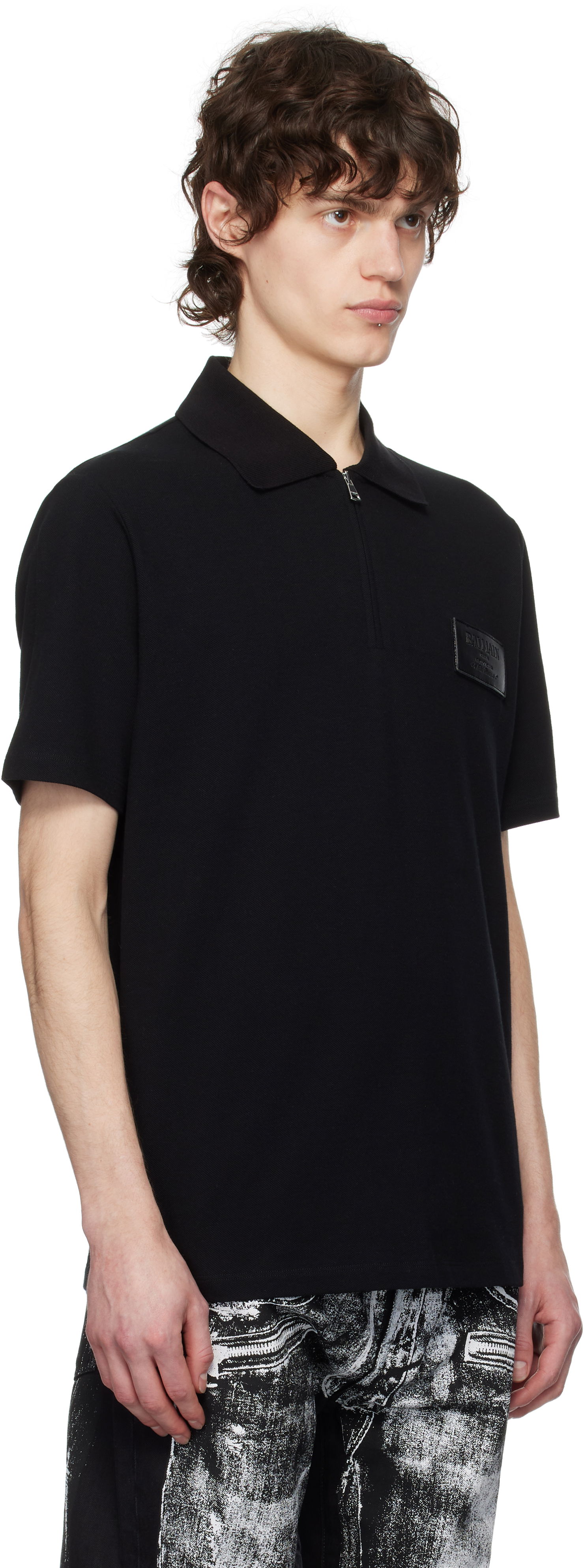 Polo majica Balmain Balmain Logo Patch Polo Črna | EH1GC027BC92, 1
