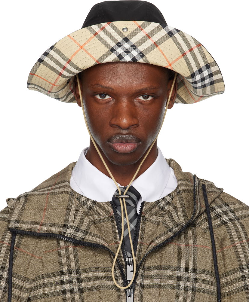 Klobuk Burberry Burberry Check Brim Gabardine Bucket Hat Bež | 8112364