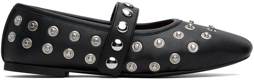 Superge in čevlji Stella McCartney Stella McCartney Ryder Popper-Studded Ballerina Flats Črna | 810473W1IL0
