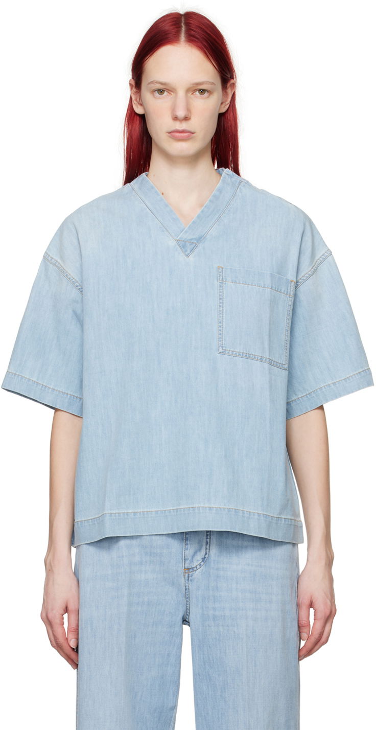Srajce Bottega Veneta Denim Shirt Modra | 774676 V3N60